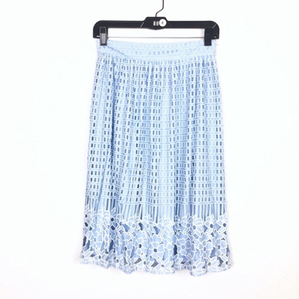Annabella baby blue floral overlay skirt size small cottagecore coquette preppy